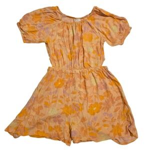 Next Kids Orange Floral Crinkle Viscose‎ Cut-Out Romper Size 9 Years N65-101-119